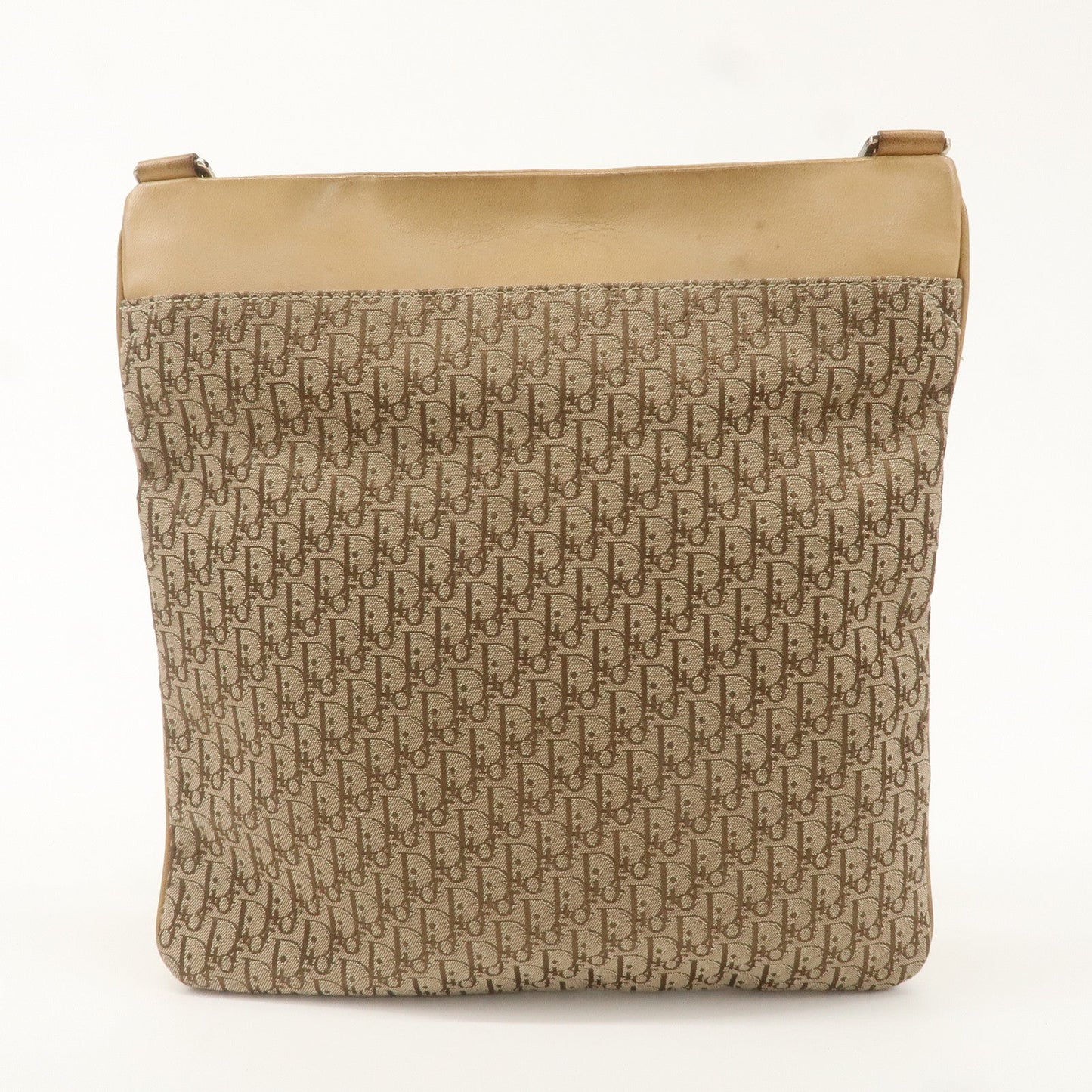 Christian Dior Trotter Canvas Leather Shoulder Bag Beige