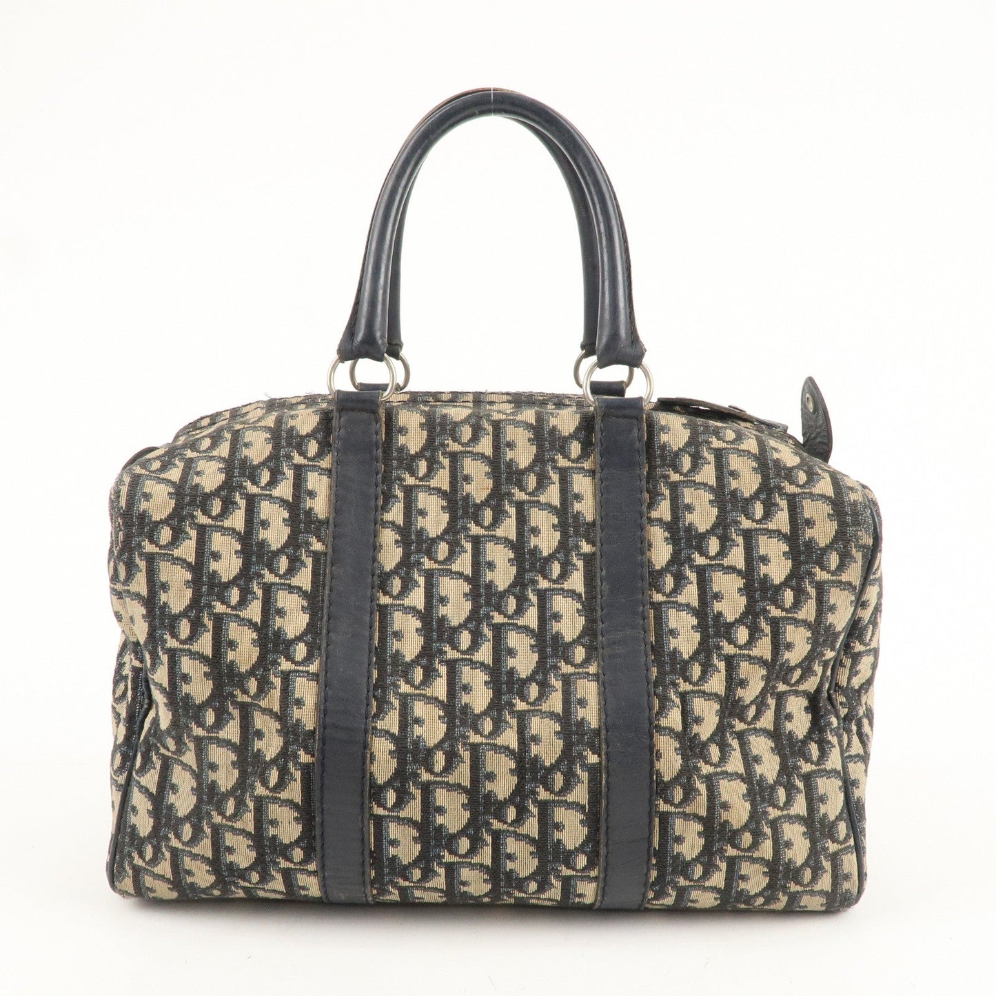 Christian Dior Trotter Canvas Leather Boston Bag Navy