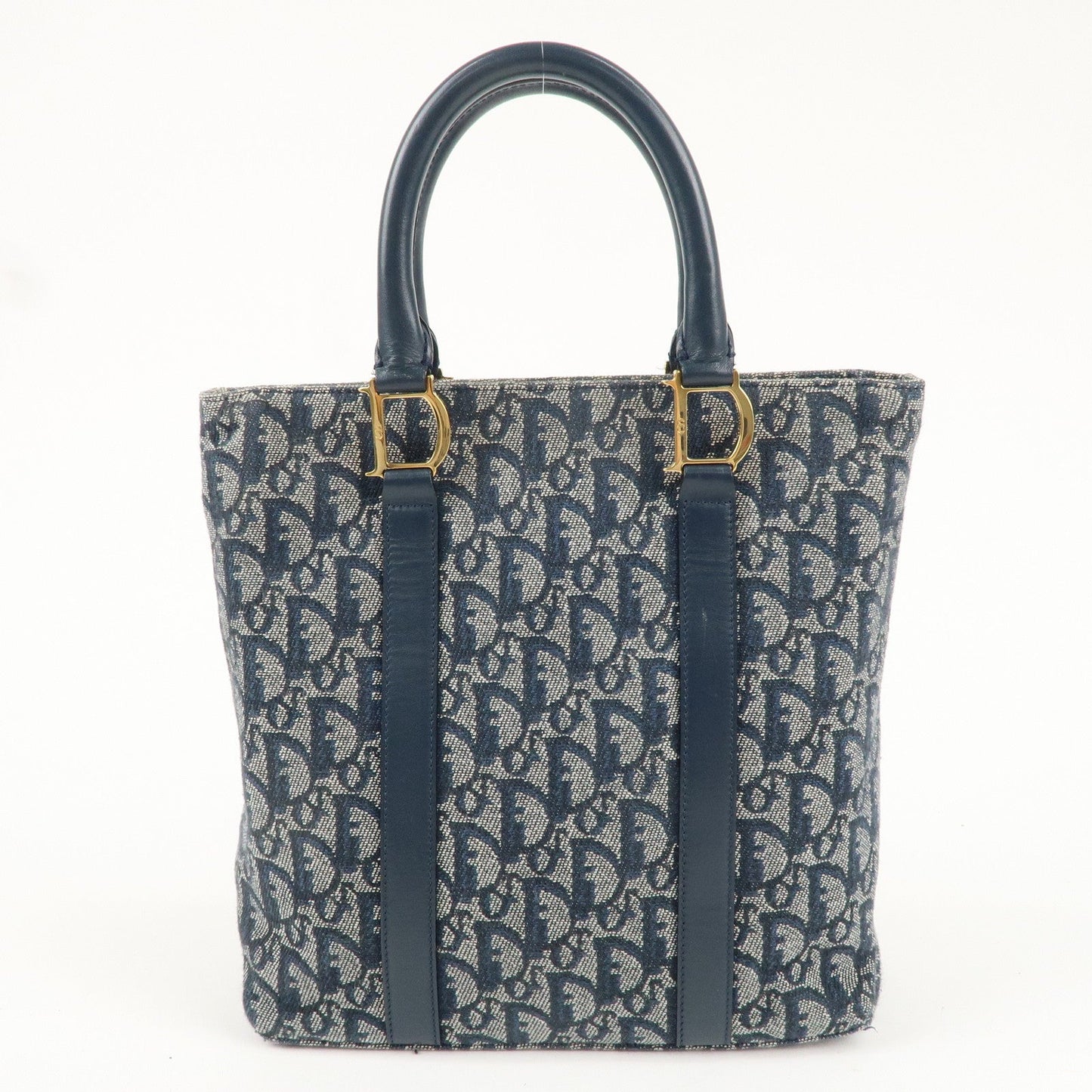 Christian Dior Trotter Canvas Leather Hand Bag Navy
