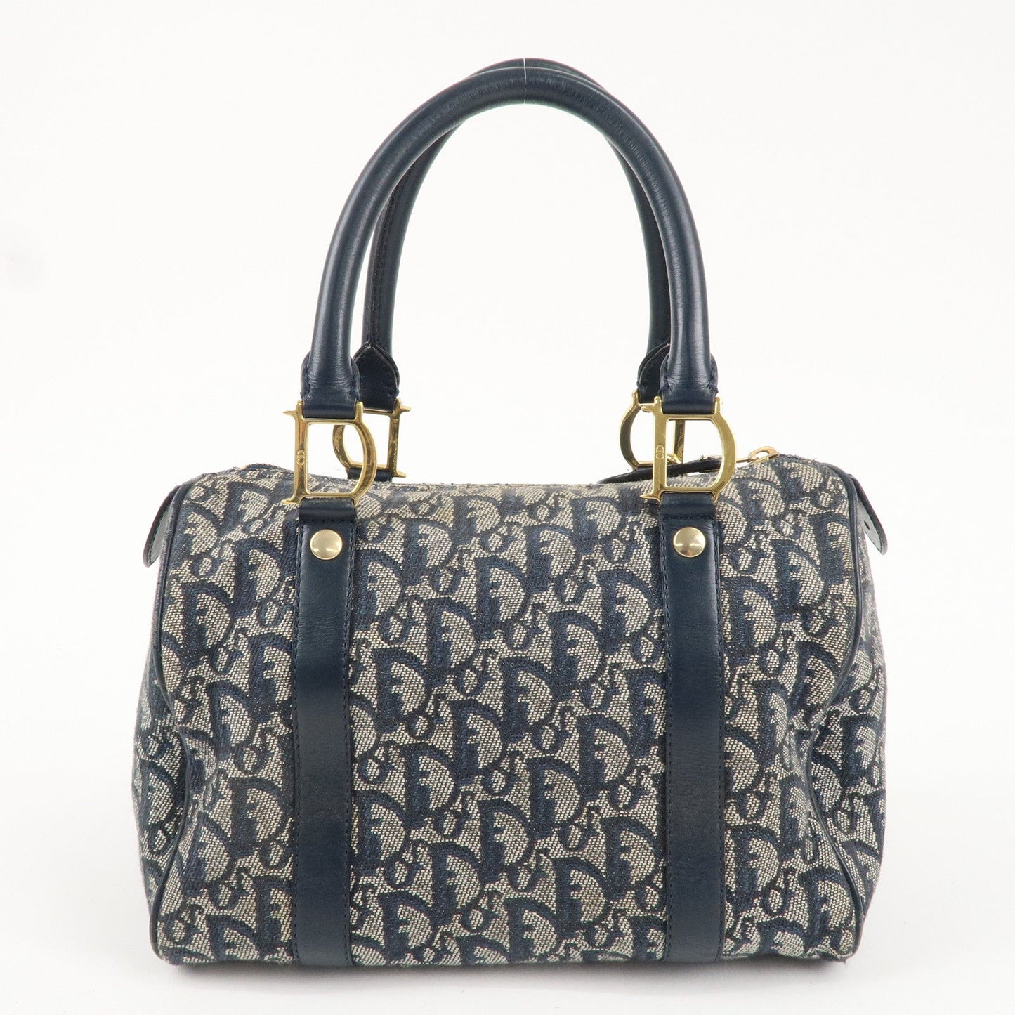 Christian Dior Trotter Canvas Leather Mini Boston Bag Navy PZ0062