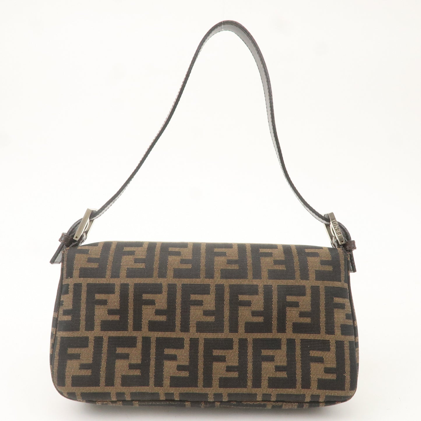 FENDI Zucca Mamma Baguette Canvas Leather Shoulder Bag Brown26424