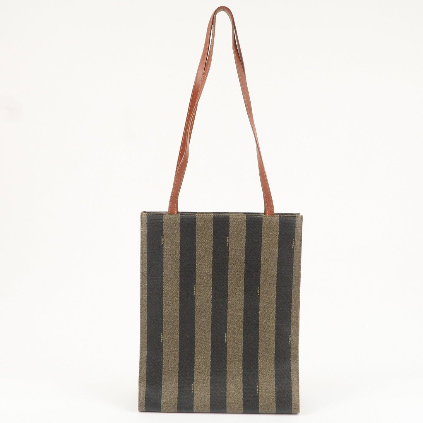 FENDI Pequin PVC Leather Tote Bag Khaki Black Brown