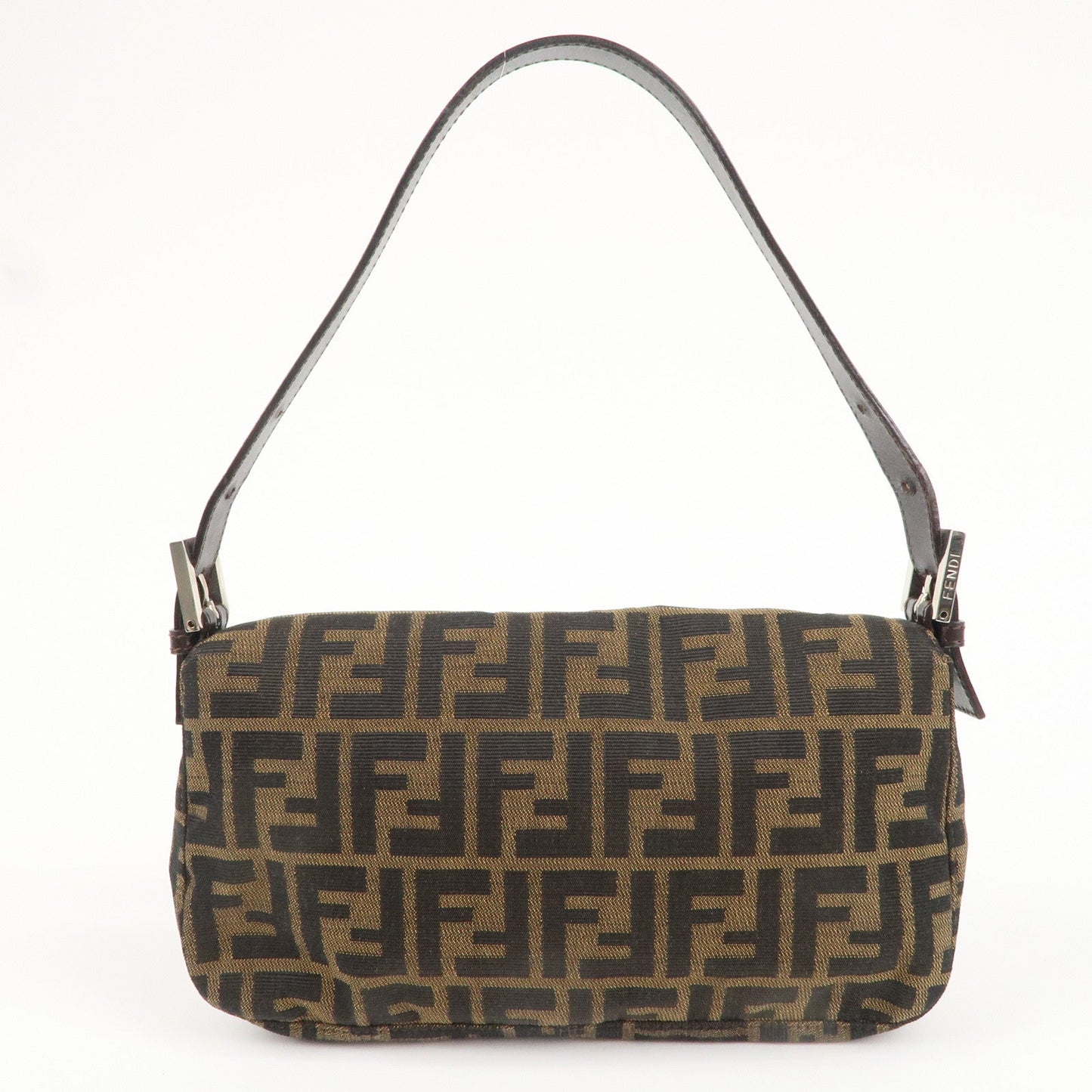 FENDI Mamma Baguette Zucca Canvas Leather Shoulder Bag 26424