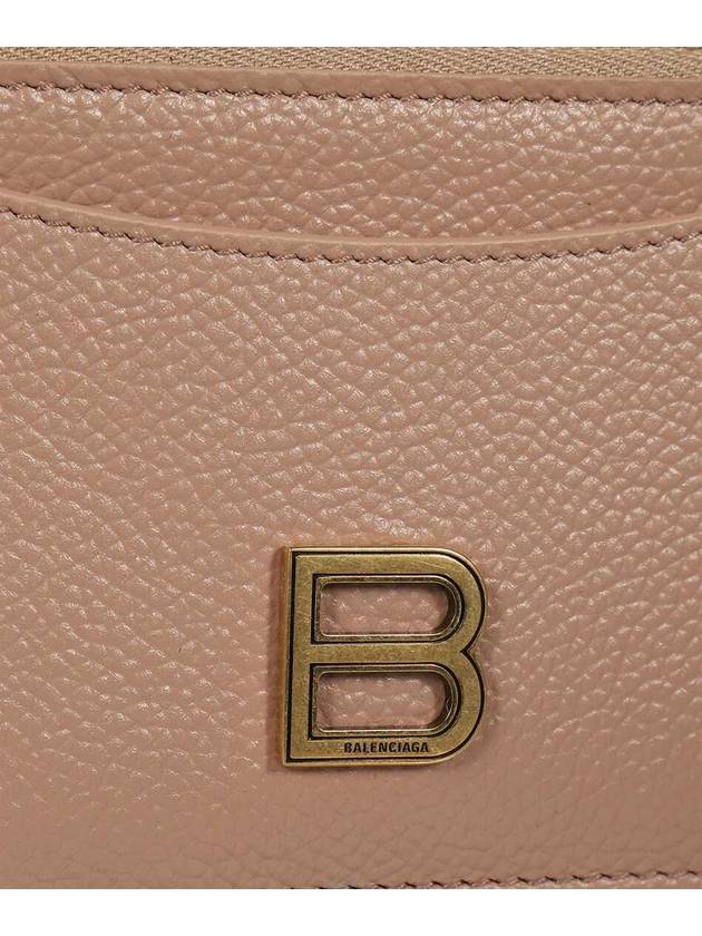 Luxury Balenciaga  Hourglass Gold B Logo Zipper Long Card Wallet Beige