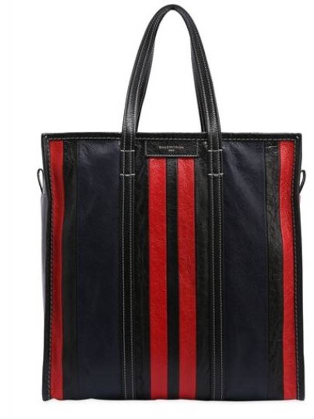 Luxury Balenciaga  Bazar Striped Medium Tote Bag Red Navy