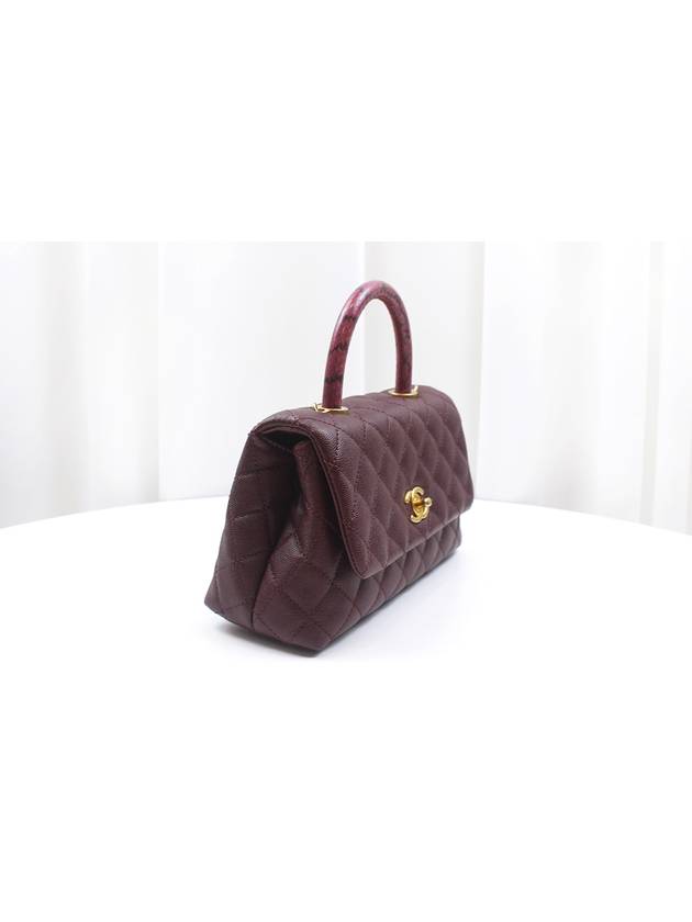 Coco Handle Lizard Caviar Small Burgundy Flap Bag 26th A92990 Chanel