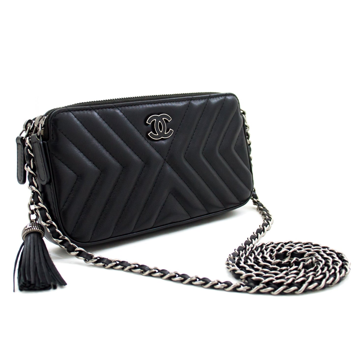 CHANEL 2019 Lambskin Wallet On Chain WOC Double Zip Chain Bag SV i24