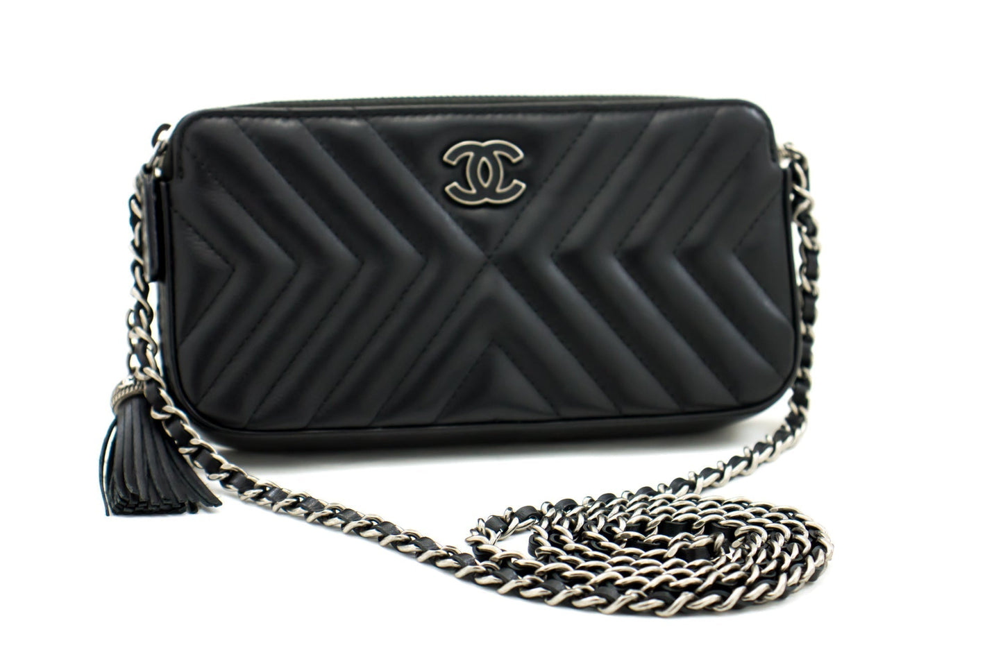 CHANEL 2019 Lambskin Wallet On Chain WOC Double Zip Chain Bag SV i24