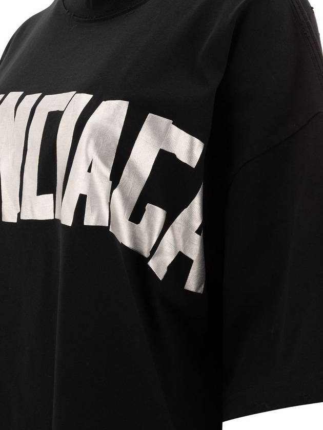Luxury Balenciaga  Logo Print T-Shirt Short Dress Black