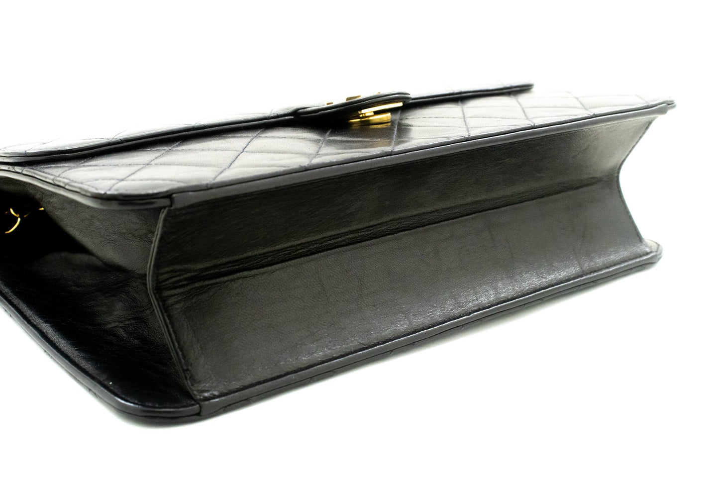 CHANEL Chain Shoulder Bag Clutch Black Quilted Flap Lambskin Purse
