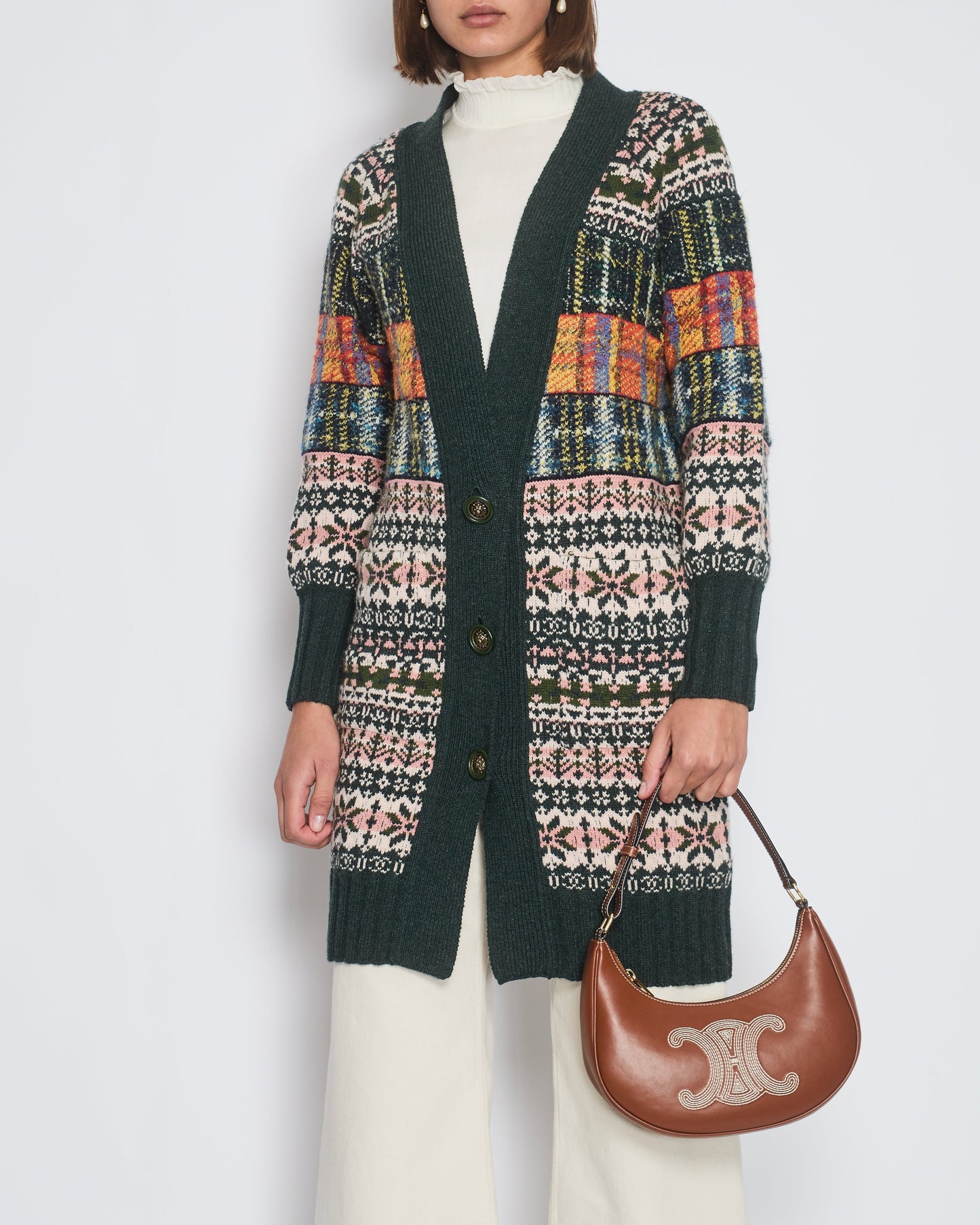 Chanel Green Metiers D'Art Paris-Edinburgh Long-Line igan with Lion Button Detail Size FR 34 (UK 6)