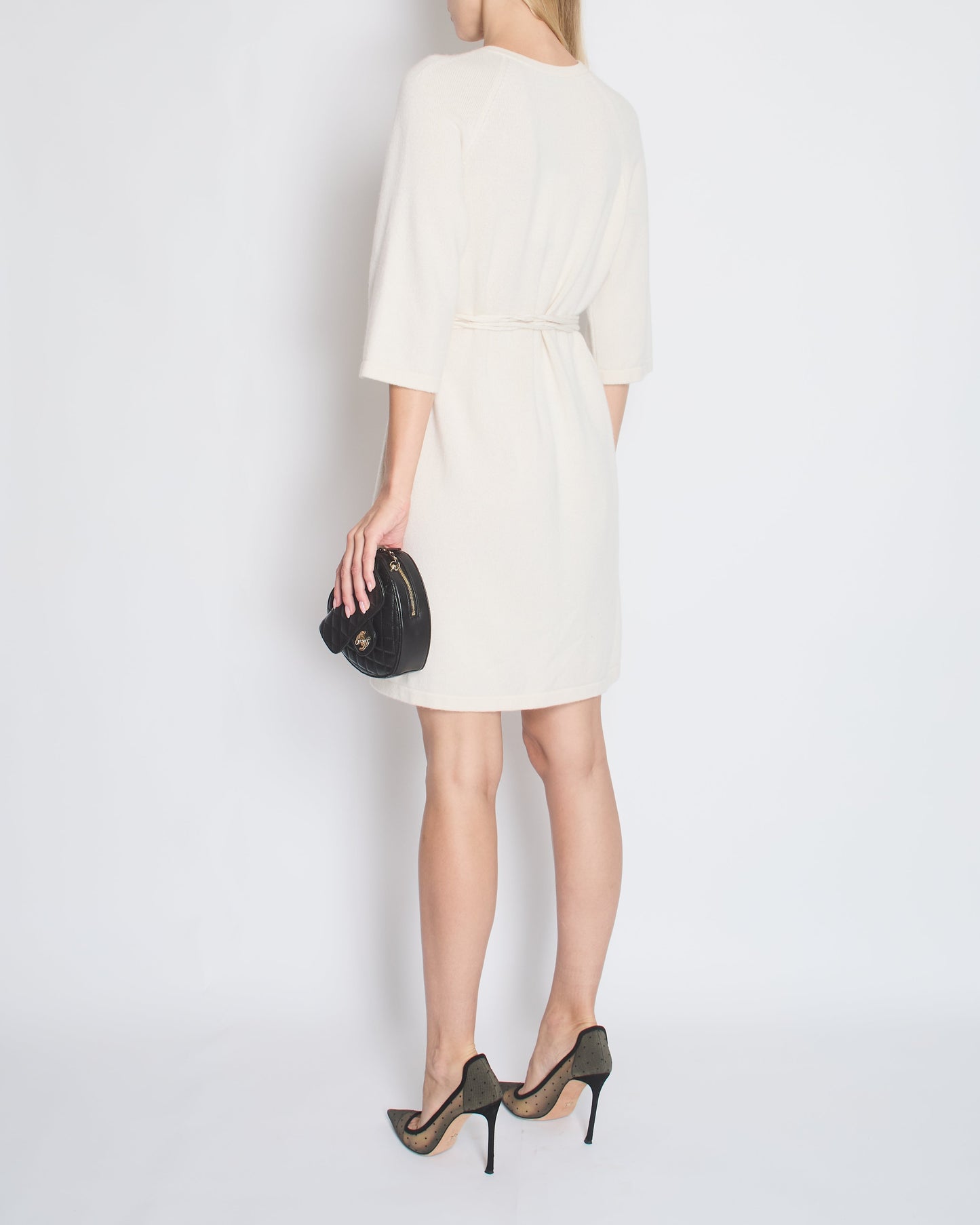 Chanel Cream Long Line Round Neck igan with Belt and Pocket Detail Size FR 46 (UK 18)