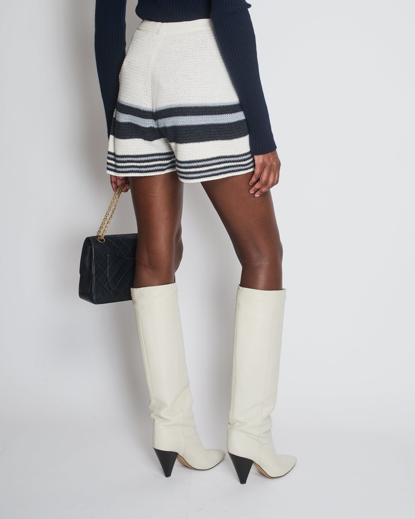 Chanel Beige Crochet Striped High-Waist Short Size FR 34 (UK 6)