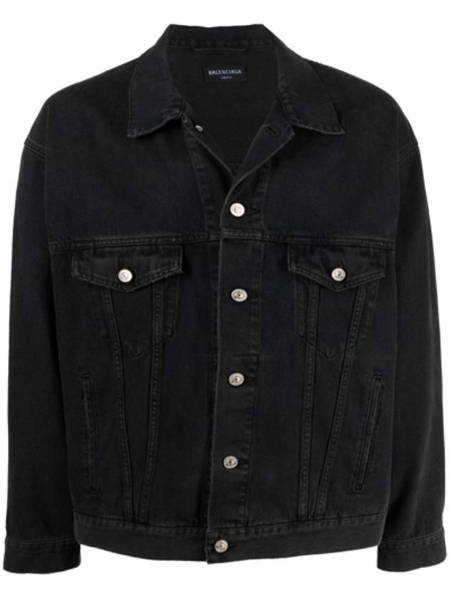Luxury Balenciaga  Political Campaign Logo Oversized Denim Jacket Black