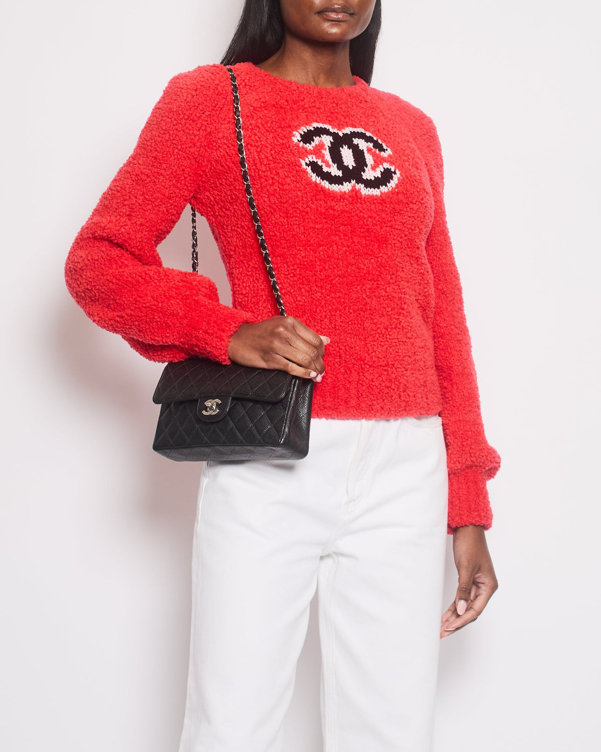 Chanel Red Fall 2019 Runway Teddy CC Jumper FR 34 (UK 6)