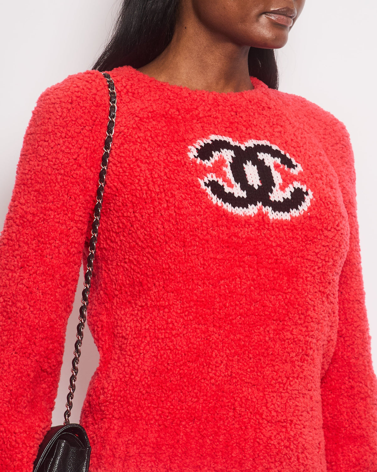Chanel Red Fall 2019 Runway Teddy CC Jumper FR 34 (UK 6)
