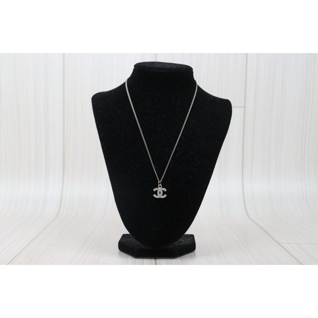 Very Good ( Rank A)｜CHANEL COCO Mark Rhinestone Necklace Silver｜V25071018
