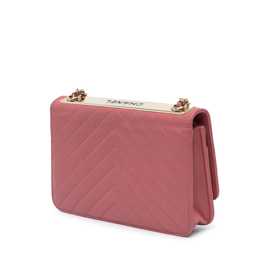 Pink Chanel Chevron Quilted Lambskin Trendy CC Wallet on Chain Crossbody Bag
