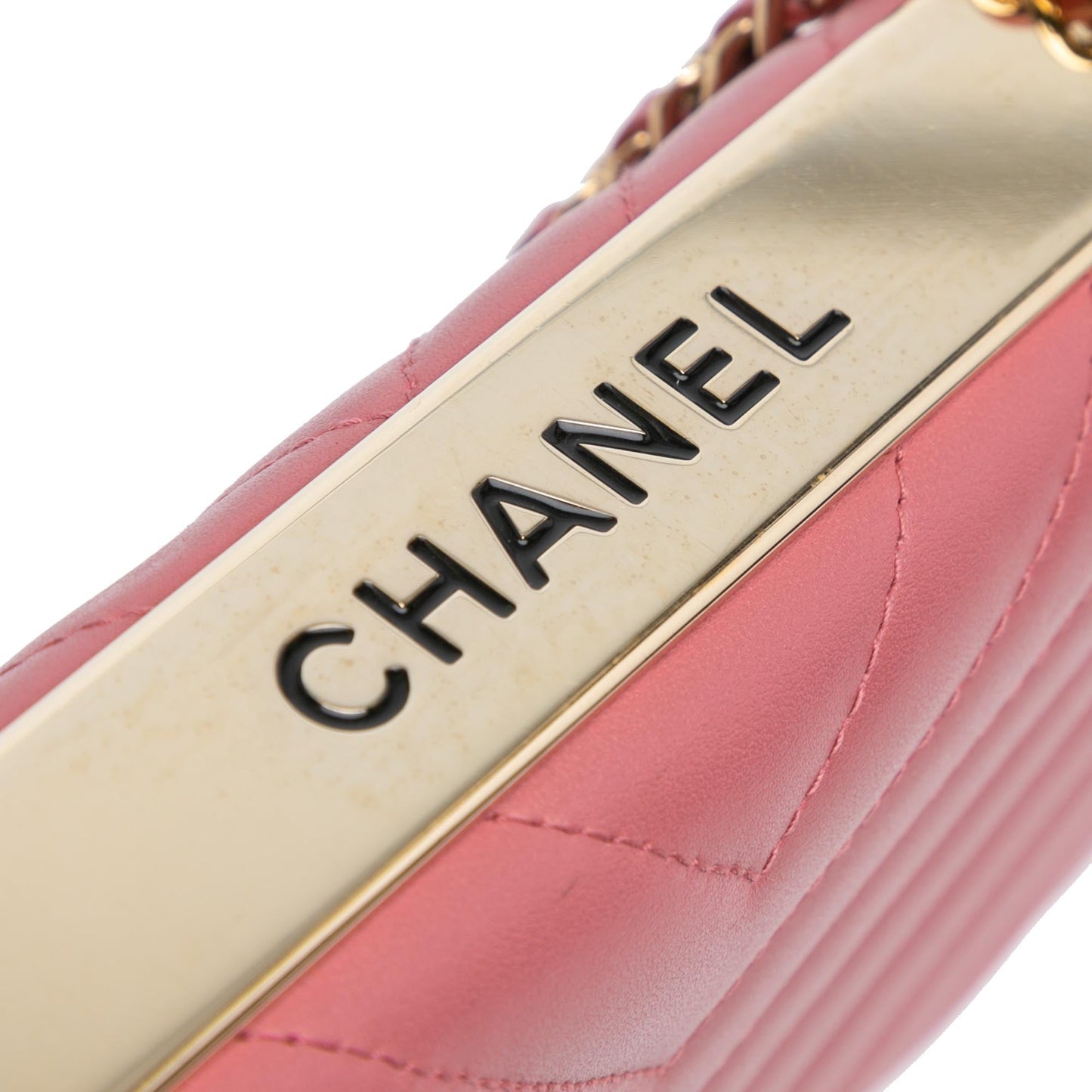 Pink Chanel Chevron Quilted Lambskin Trendy CC Wallet on Chain Crossbody Bag