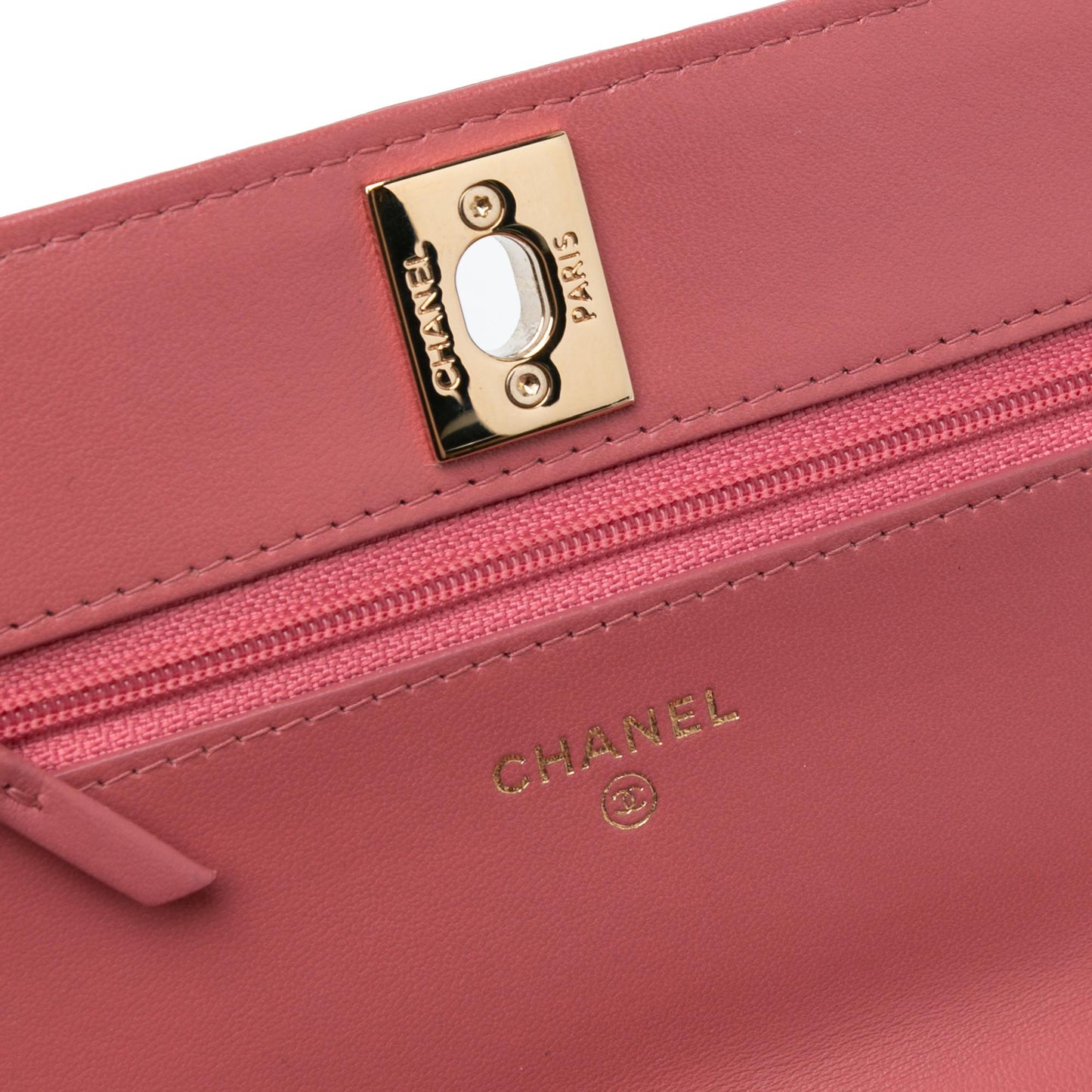 Pink Chanel Chevron Quilted Lambskin Trendy CC Wallet on Chain Crossbody Bag