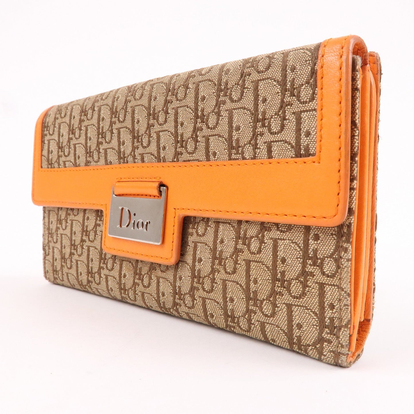 Christian Dior Trotter Canvas Leather W Hook Long Wallet