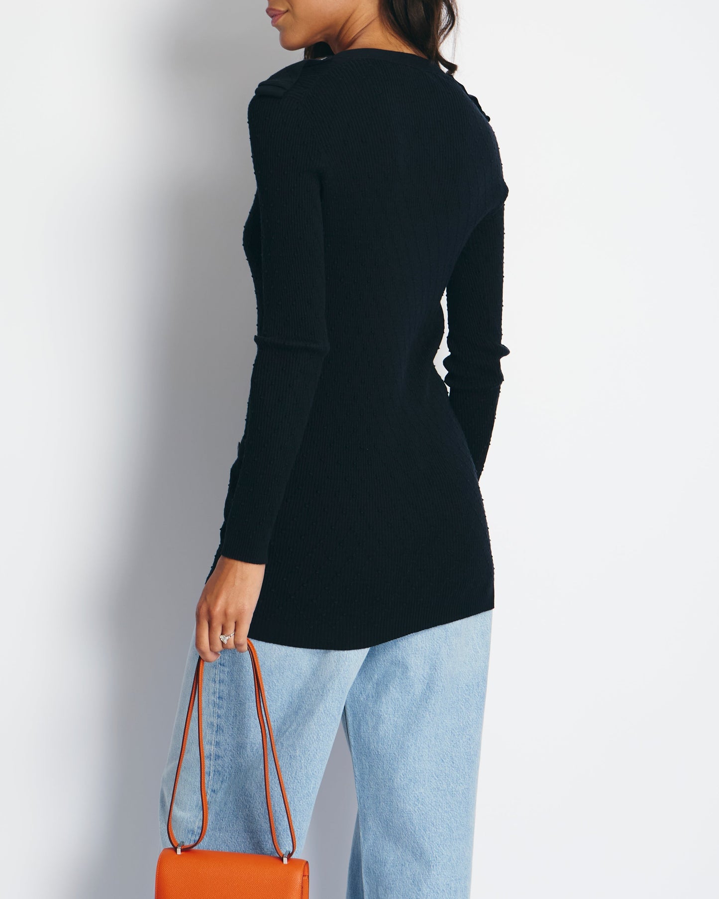 Chanel 16P Black Ribbed igan with Shoulder Button Detail FR 34 (UK 6) RRP ¬£2,450