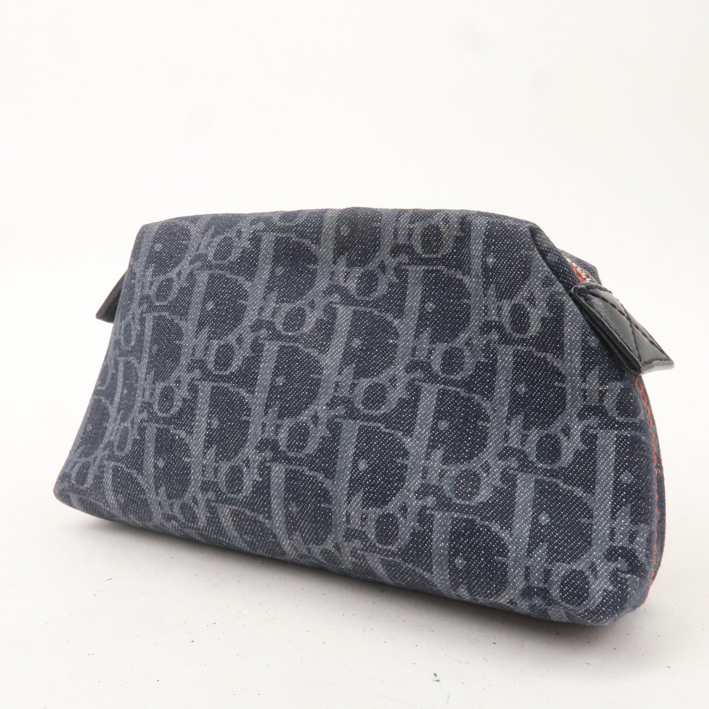 Christian Dior Flight Line Trotter Denim Leather Pouch Navy