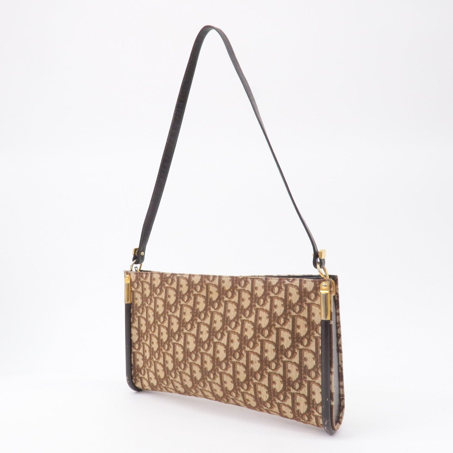 Christian Dior Trotter Canvas Leather Shoulder Bag Beige