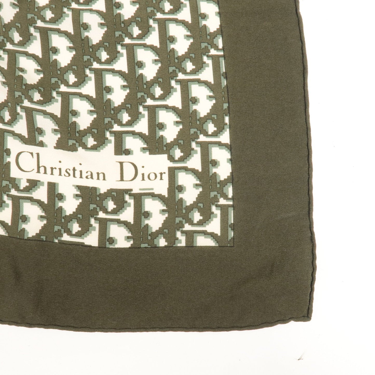 Christian Dior Trotter Print Silk 100 % Scarf Khaki