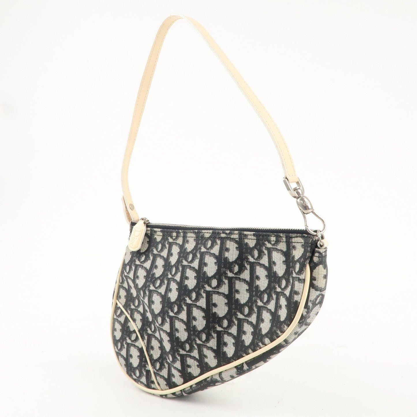 Christian Dior Trotter Saddle Bag PVC Leather Hand Bag CR1021