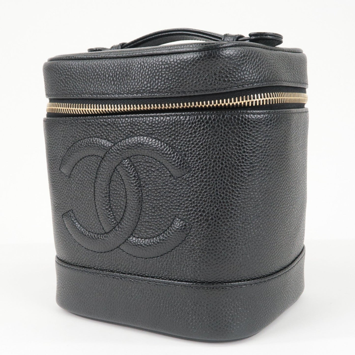Chanel Caviar Skin Vanity Bag Hand Bag Cosmetic Pouch Black A01998