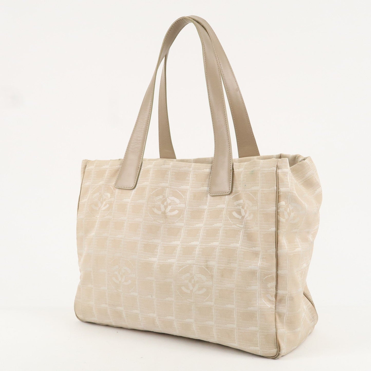 Chanel New Travel Line Nylon Jacquard Leather Tote Bag A