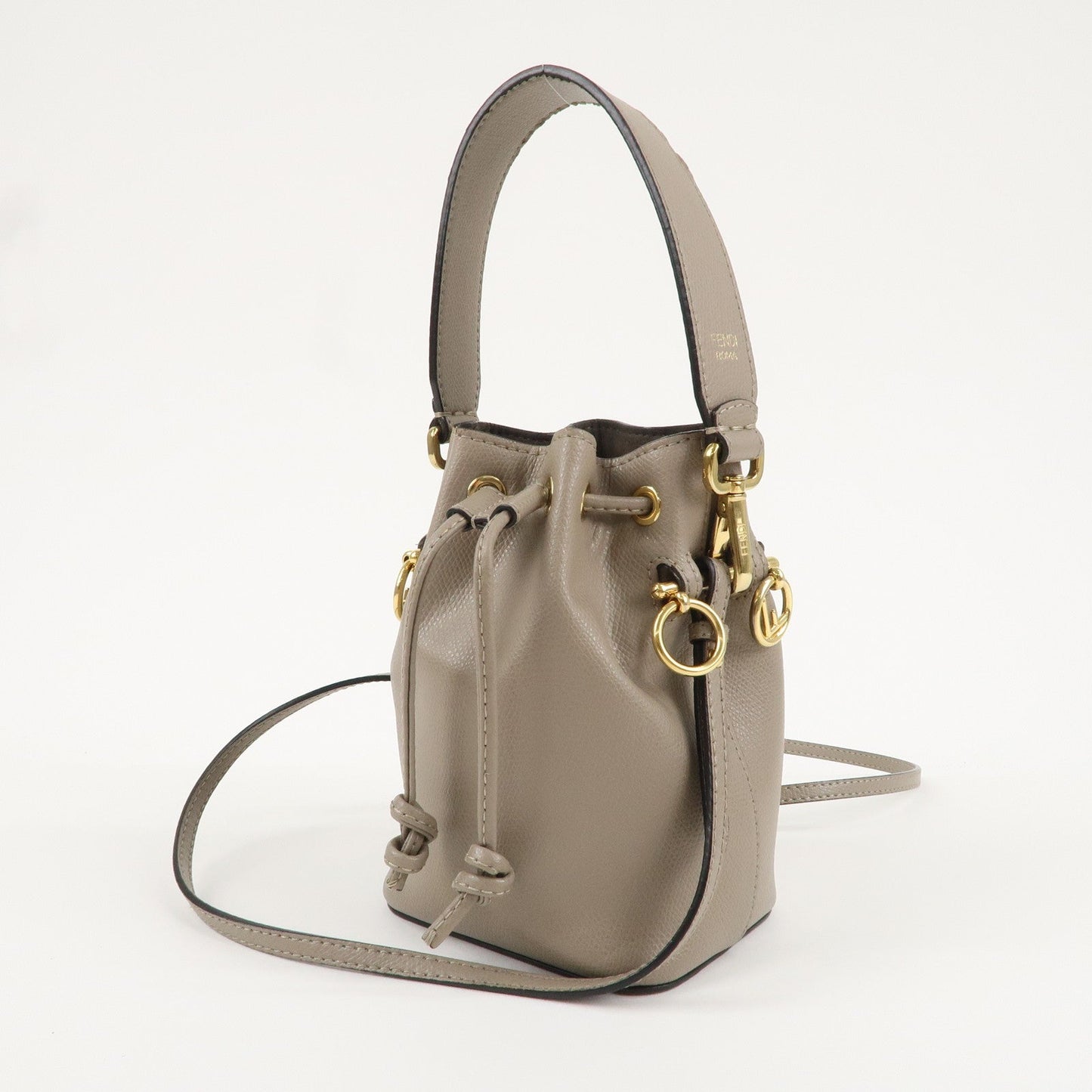 FENDI Montresor Mini 2 Way Leather Bag Greige