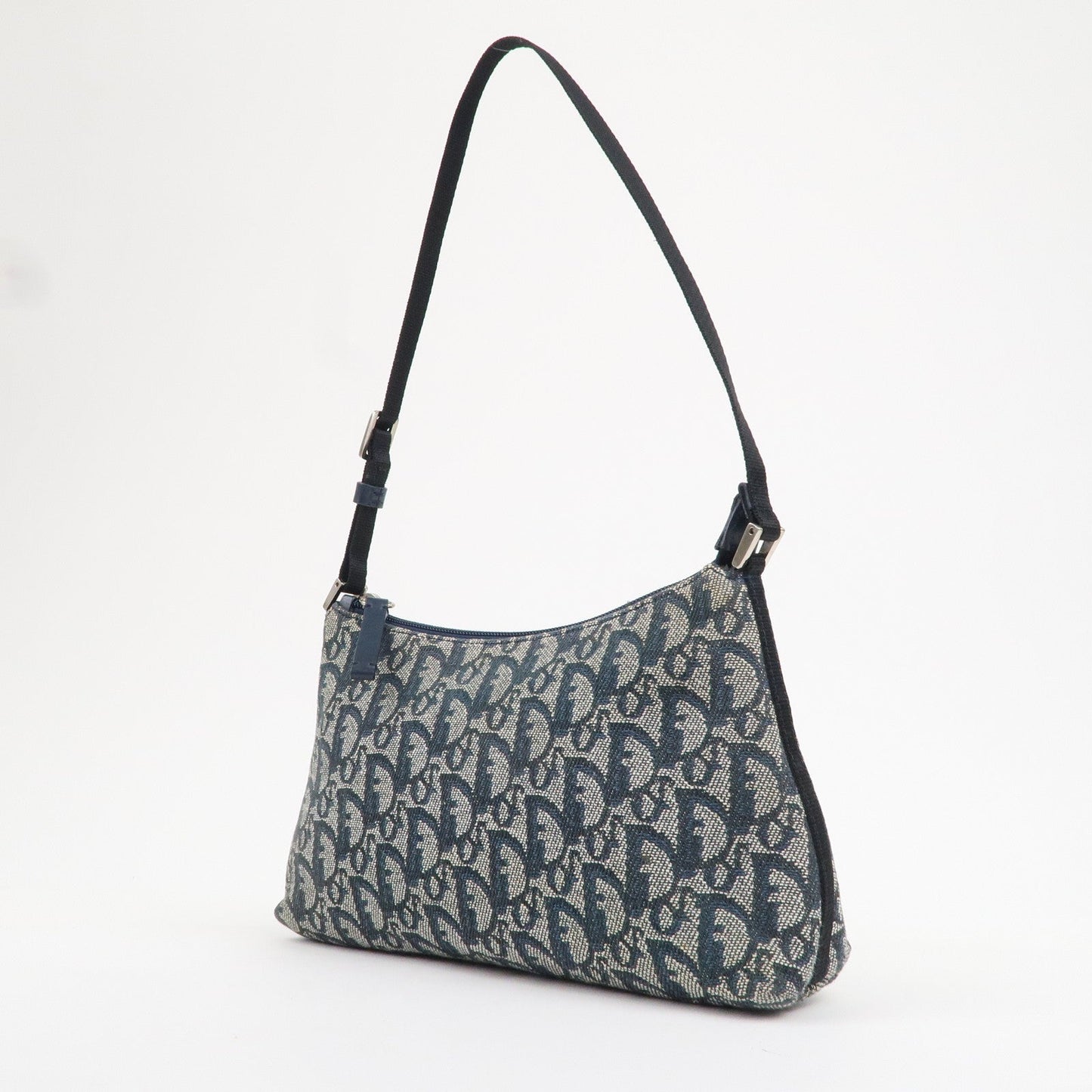 Christian Dior Trotter Canvas Leather Shoulder Bag Navy