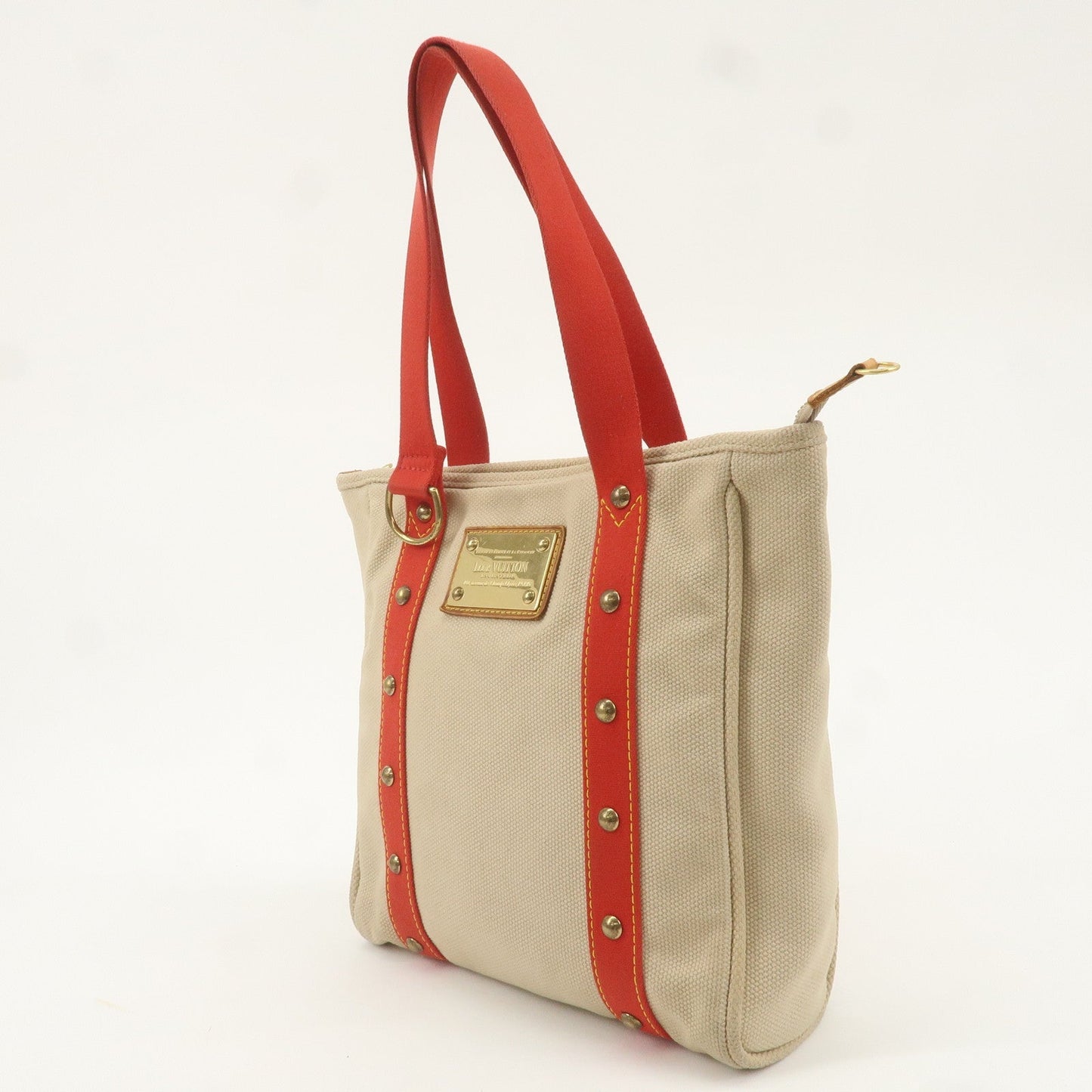 Louis Vuitton Antigua Cabas MM Tote Bag Hand Bag Red M40035