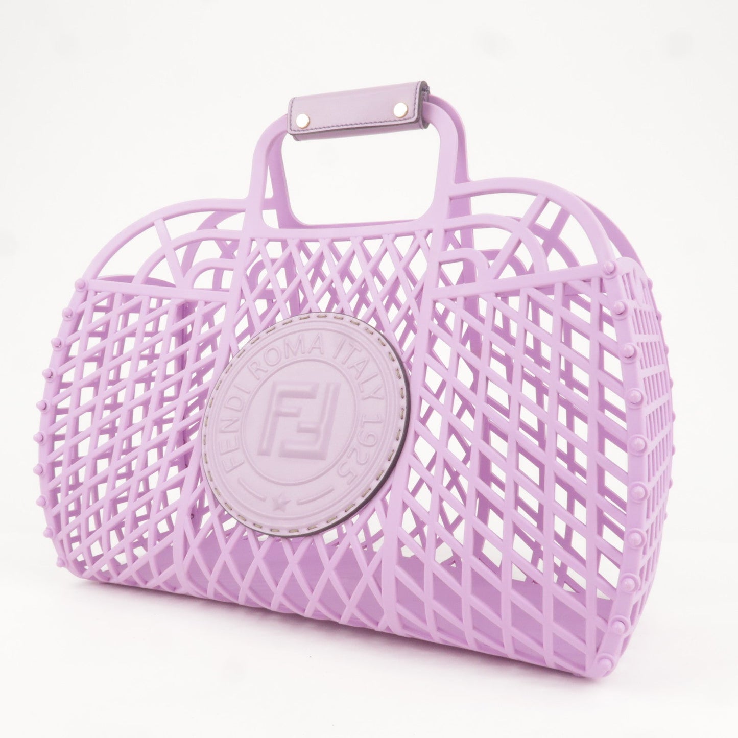 FENDI Plastic Leather Basket Bag Medium Purple 8BH389