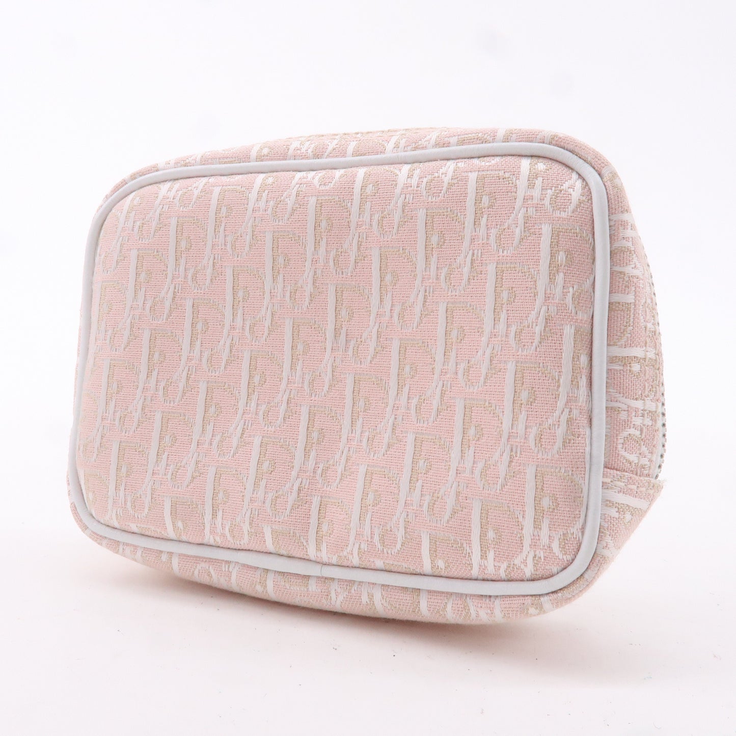Christian Dior Trotter Canvas Leather Cosmetic Pouch White Pink