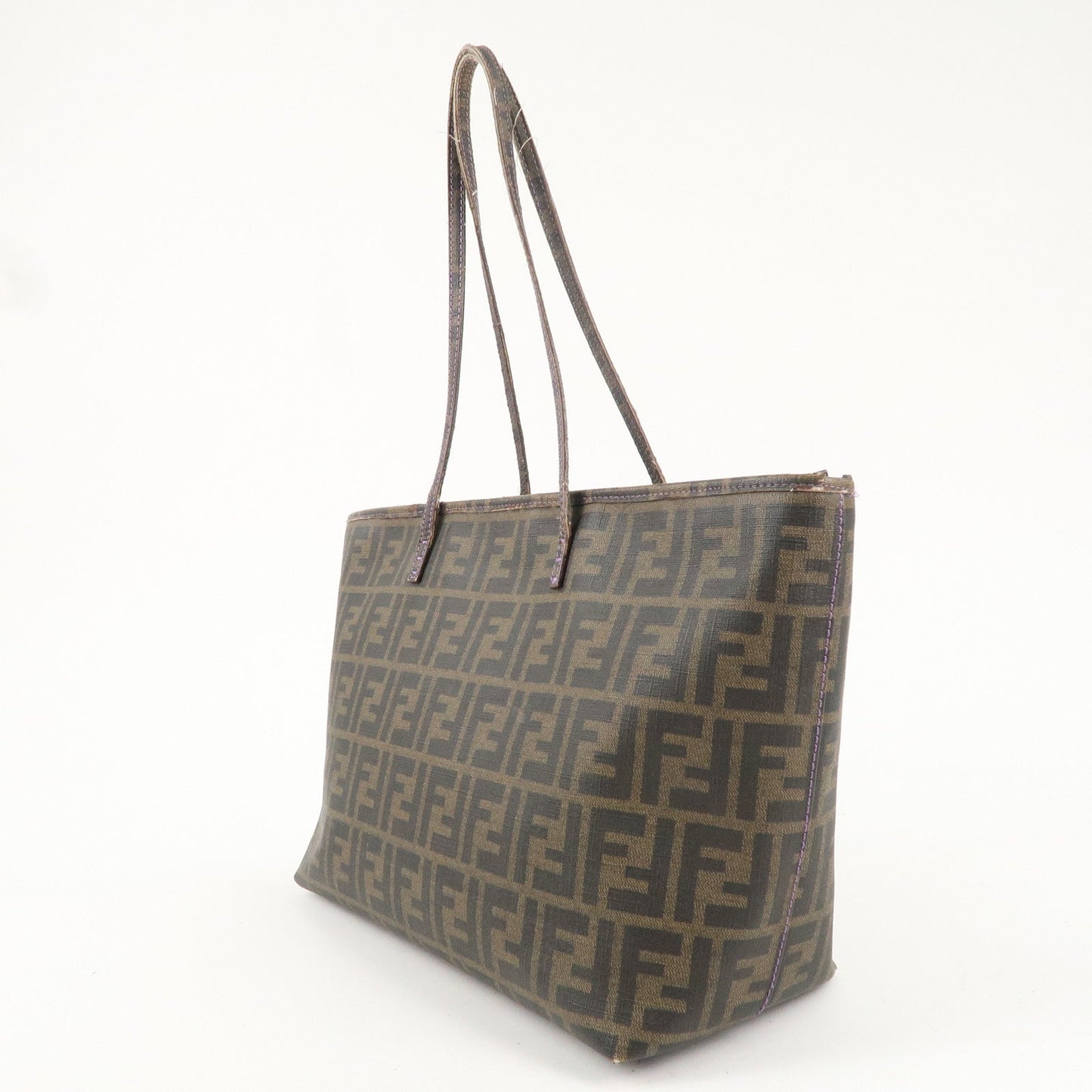 FENDI Zucca Print PVC Tote Bag Brown Black Purple 8BH198