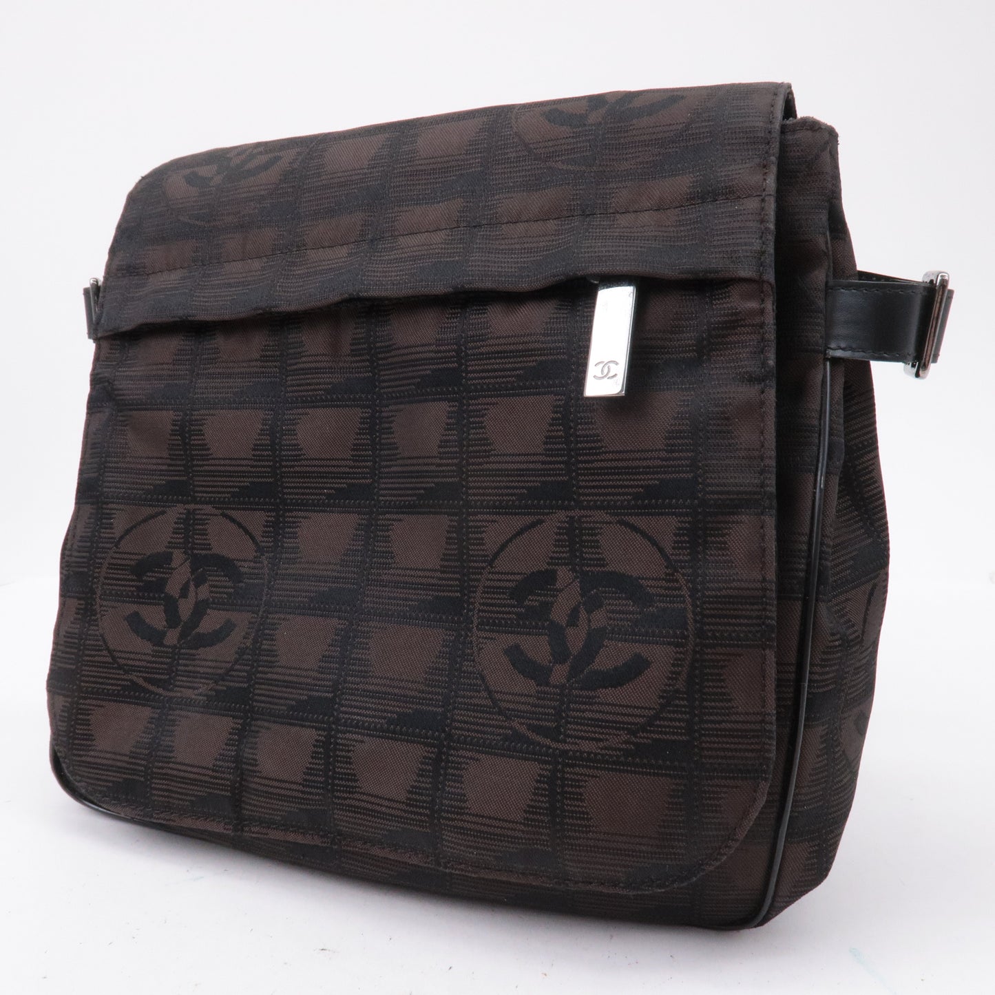 Chanel New Travel Line Nylon Jacquard Leather Shoulder Bag A