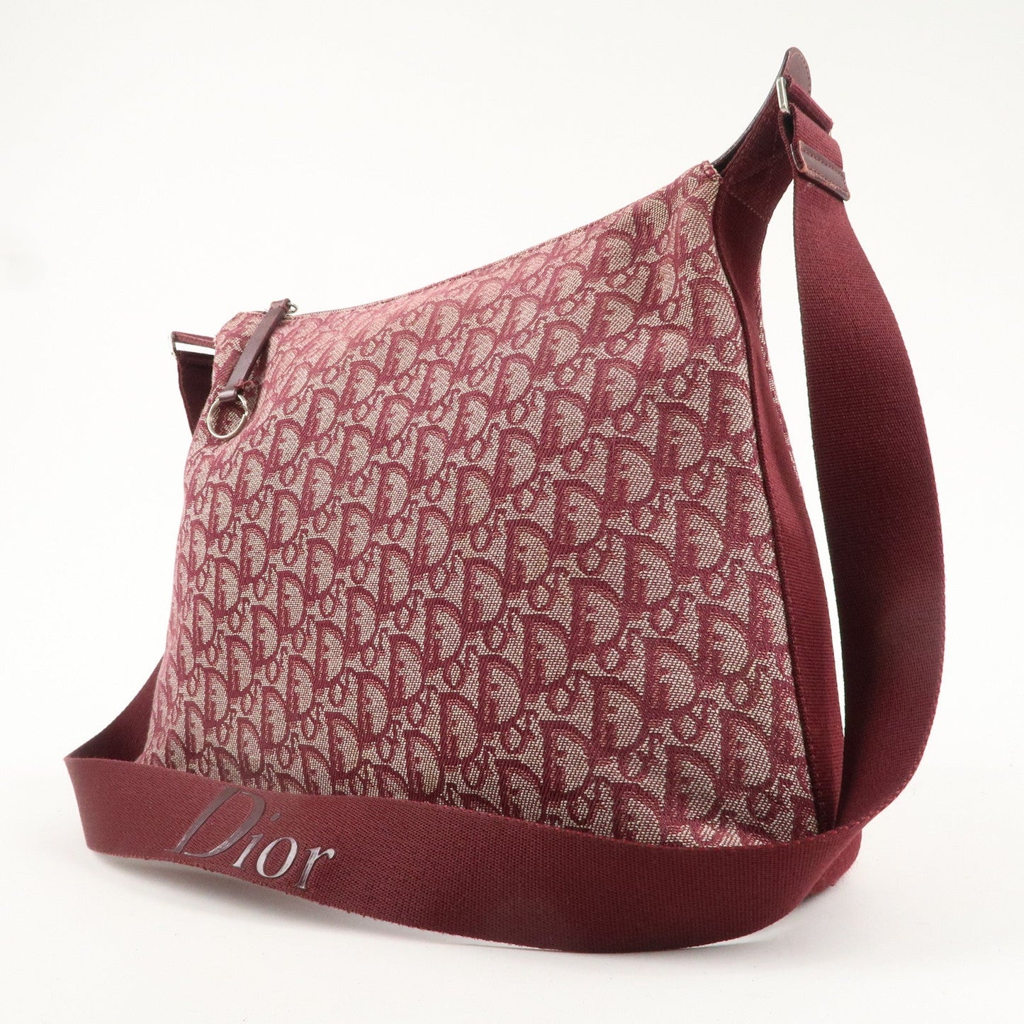 Christian Dior Trotter Canvas Leather Shoulder Bag Red BOB0072