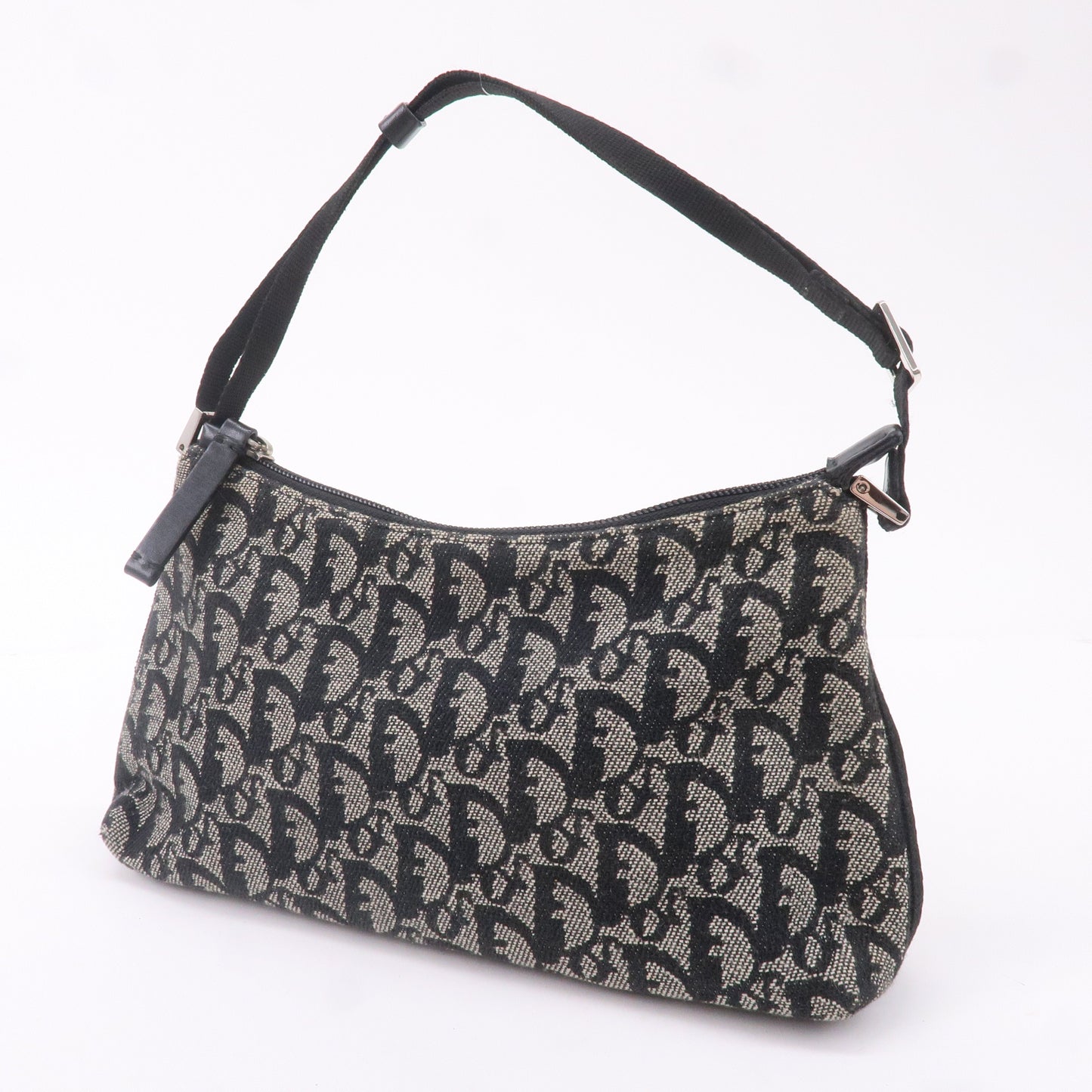Christian Dior Trotter Canvas Leather Hand Bag Pouch Black