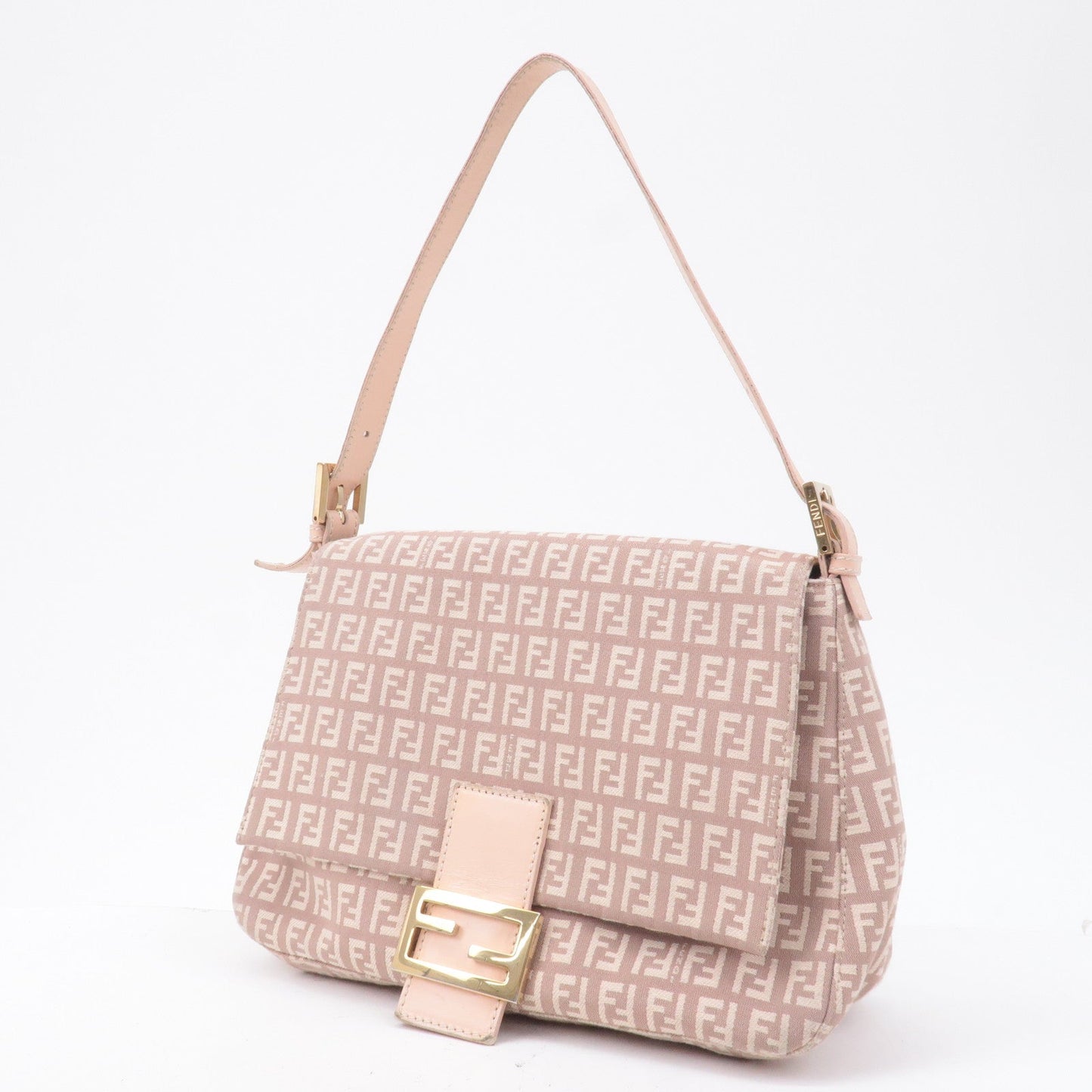 FENDI Zucchino Mamma Baguette Canvas Leather Shoulder Bag 8BR001