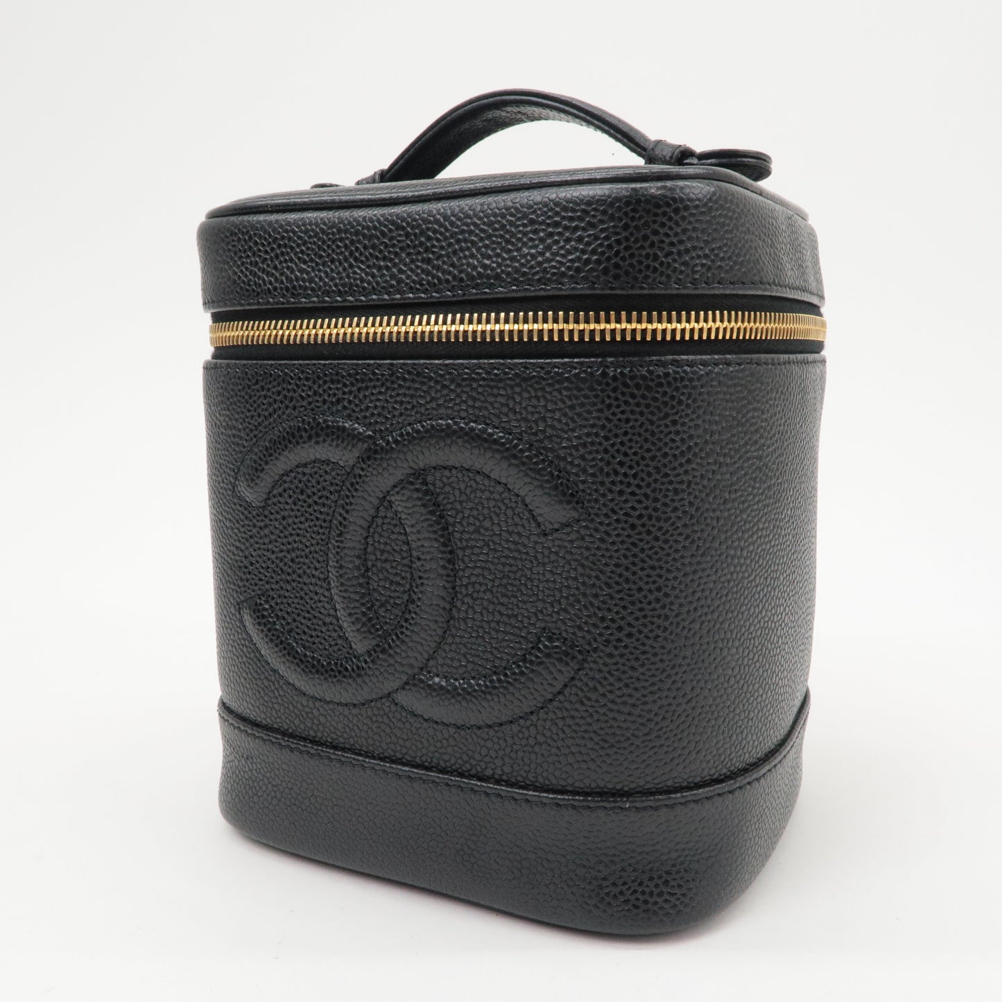 Chanel Caviar Skin Vanity Bag Hand Bag Cosmetic Bag Black A01998
