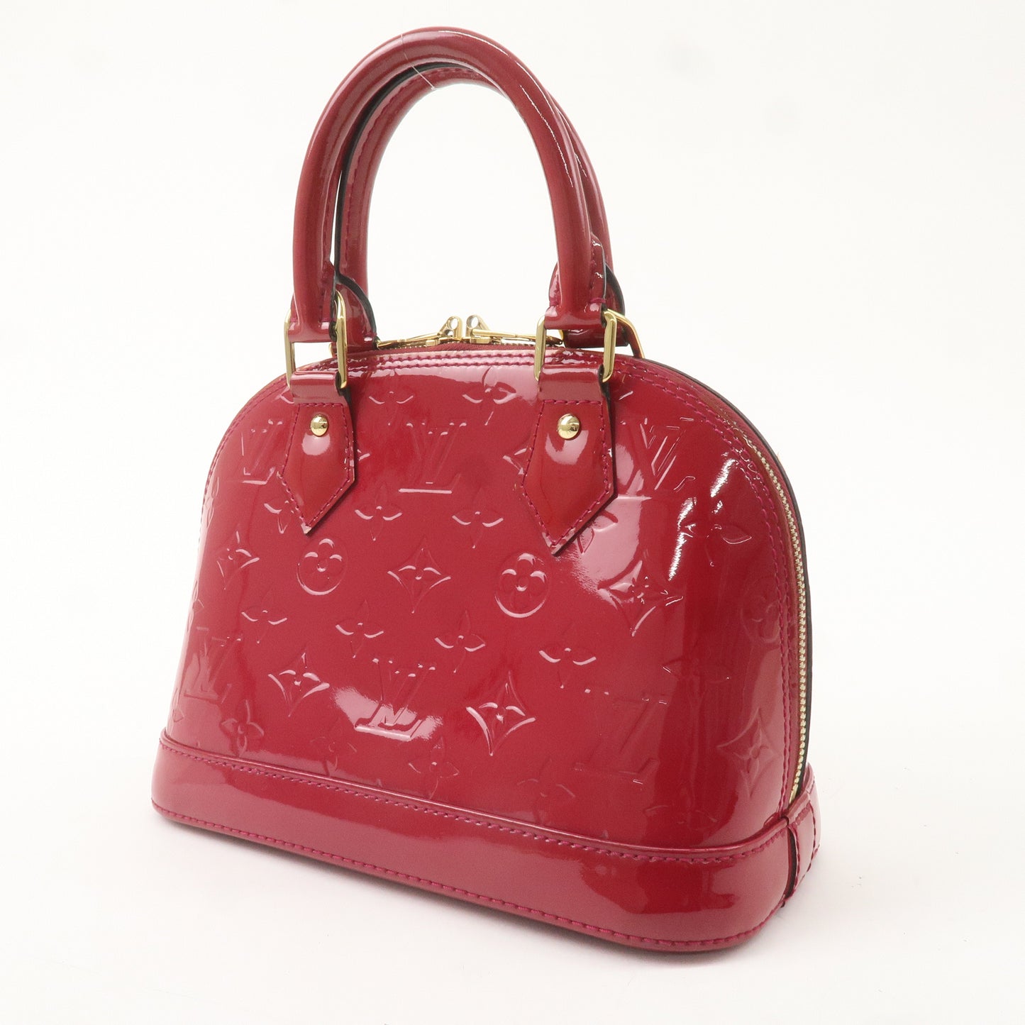 Louis Vuitton Monogram Vernis Alma BB Hand Bag Red M91698Used F/S