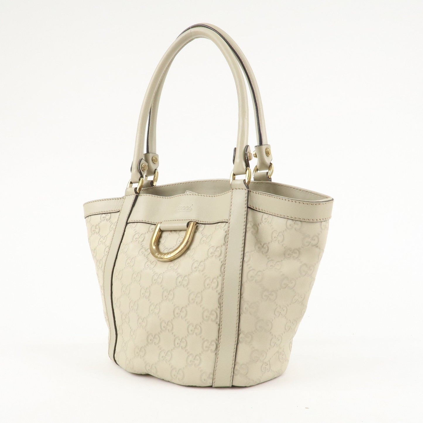 GUCCI Abbey GG Canvas Leather Shoulder Bag Ivory