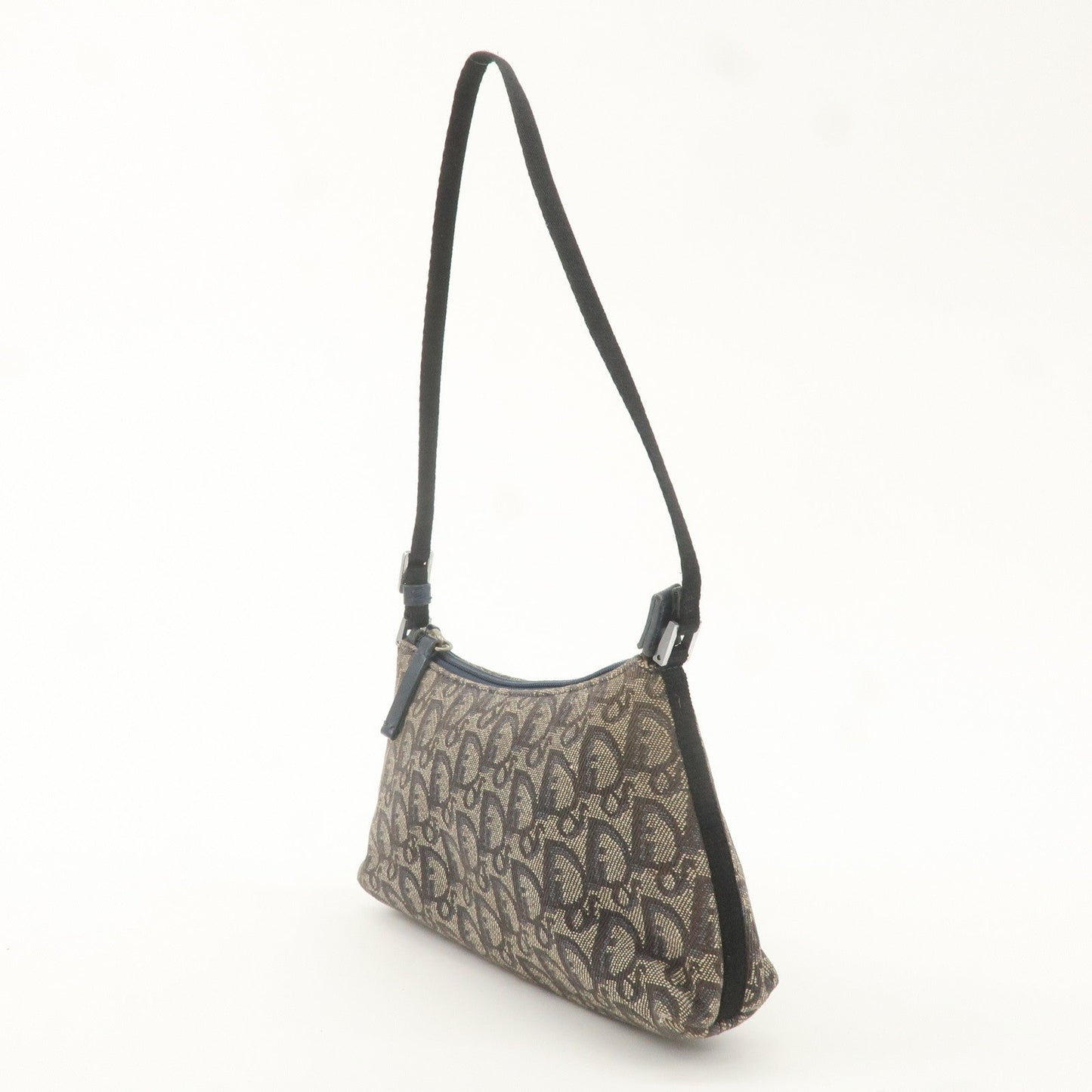 Christian Dior Trotter Canvas Leather Shoulder Bag Navy
