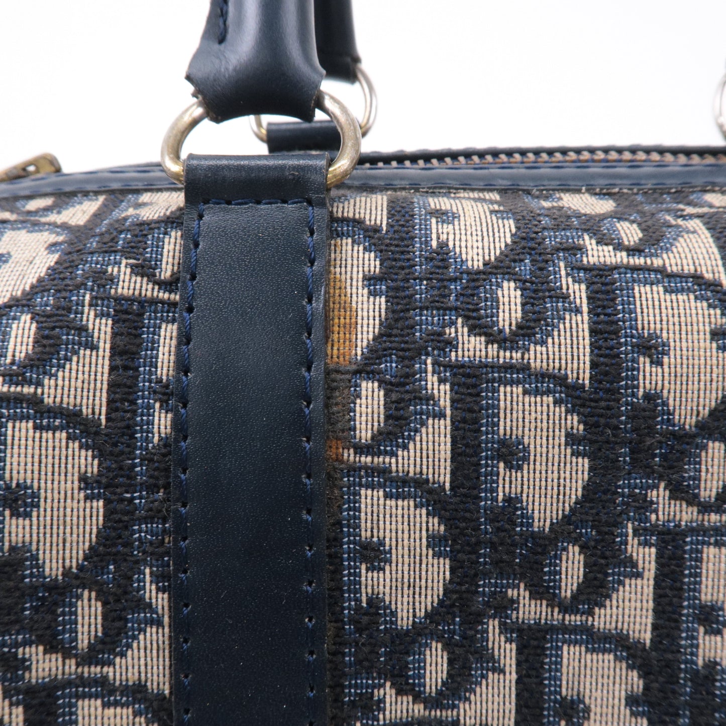 Christian Dior Trotter Canvas Leather Mini Boston Bag Navy