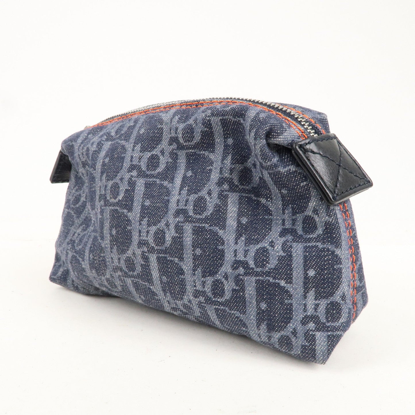 Christian Dior Flight Line Trotter Denim Leather Pouch Navy