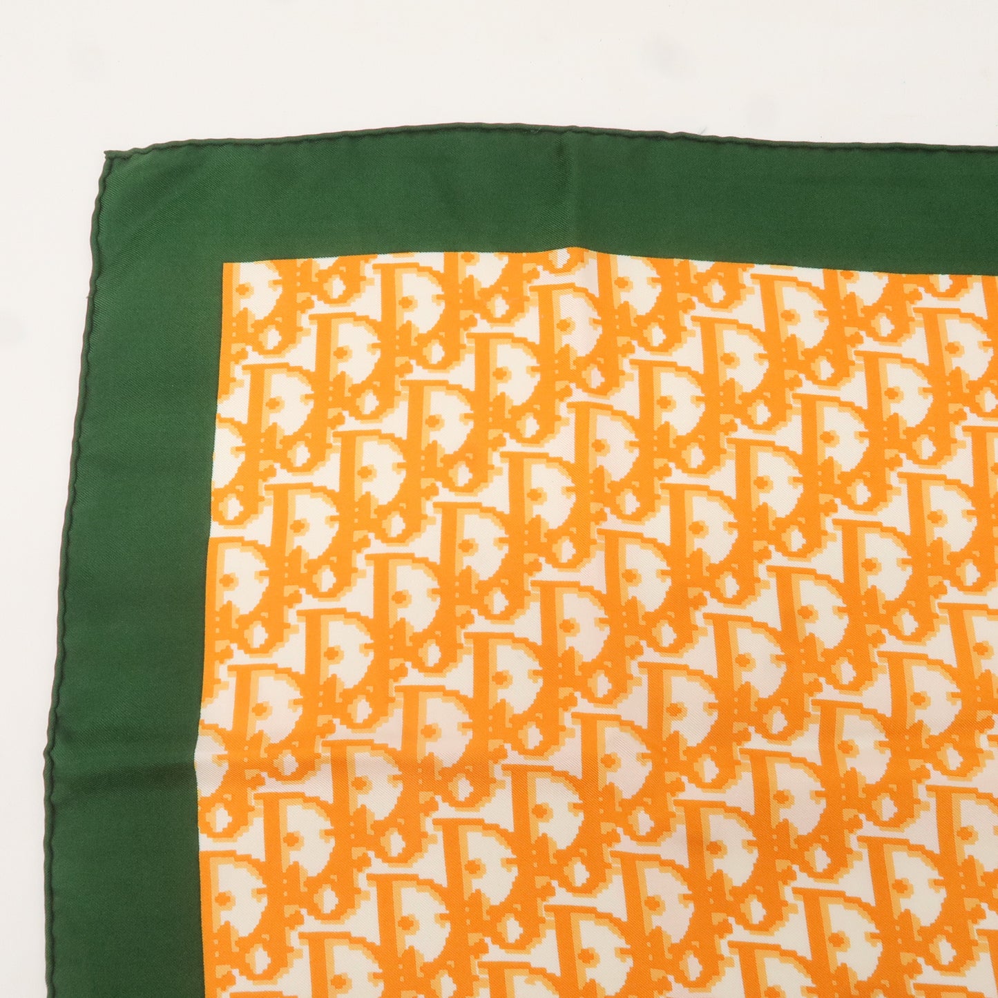 Cristiann Dior Trotter Silk 100% Scarf Orange Green