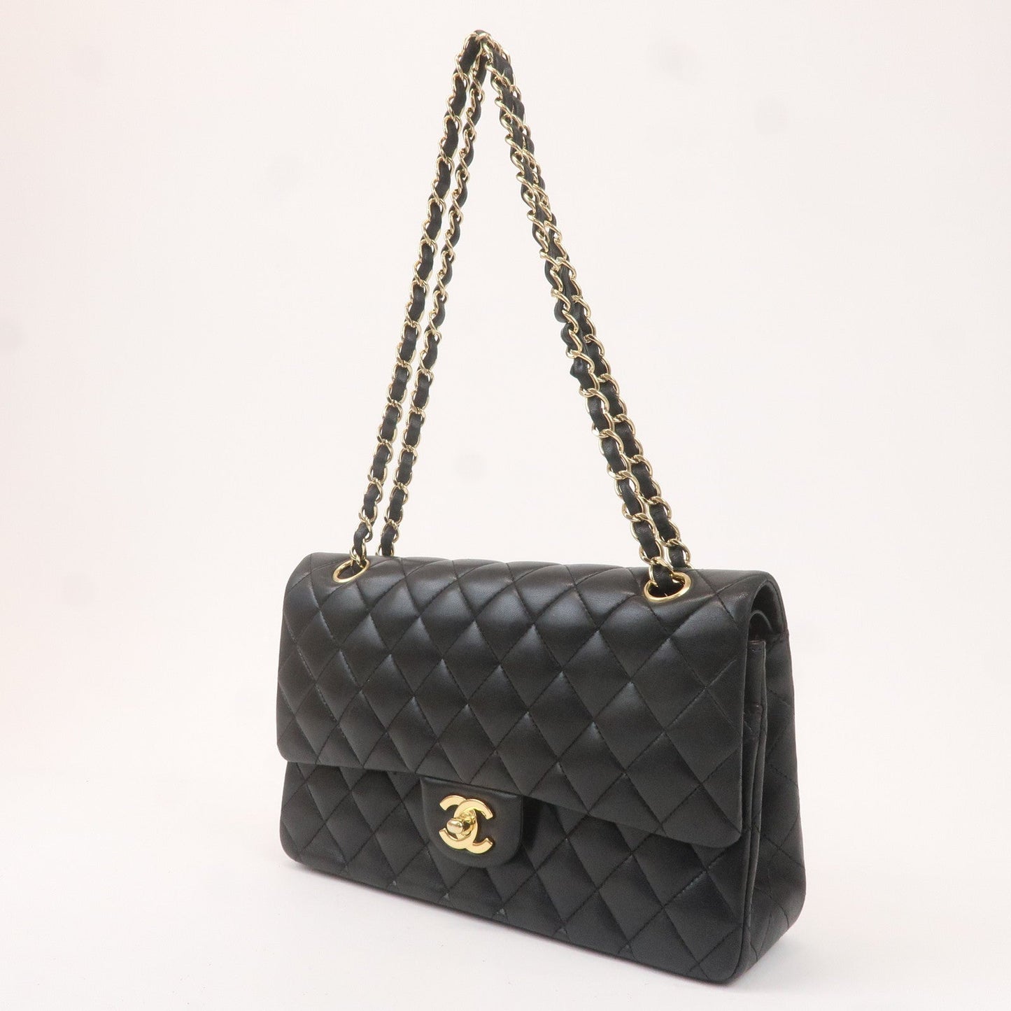 Chanel Matelasse  Lamb Skin Double Flap Shoulder Bag A